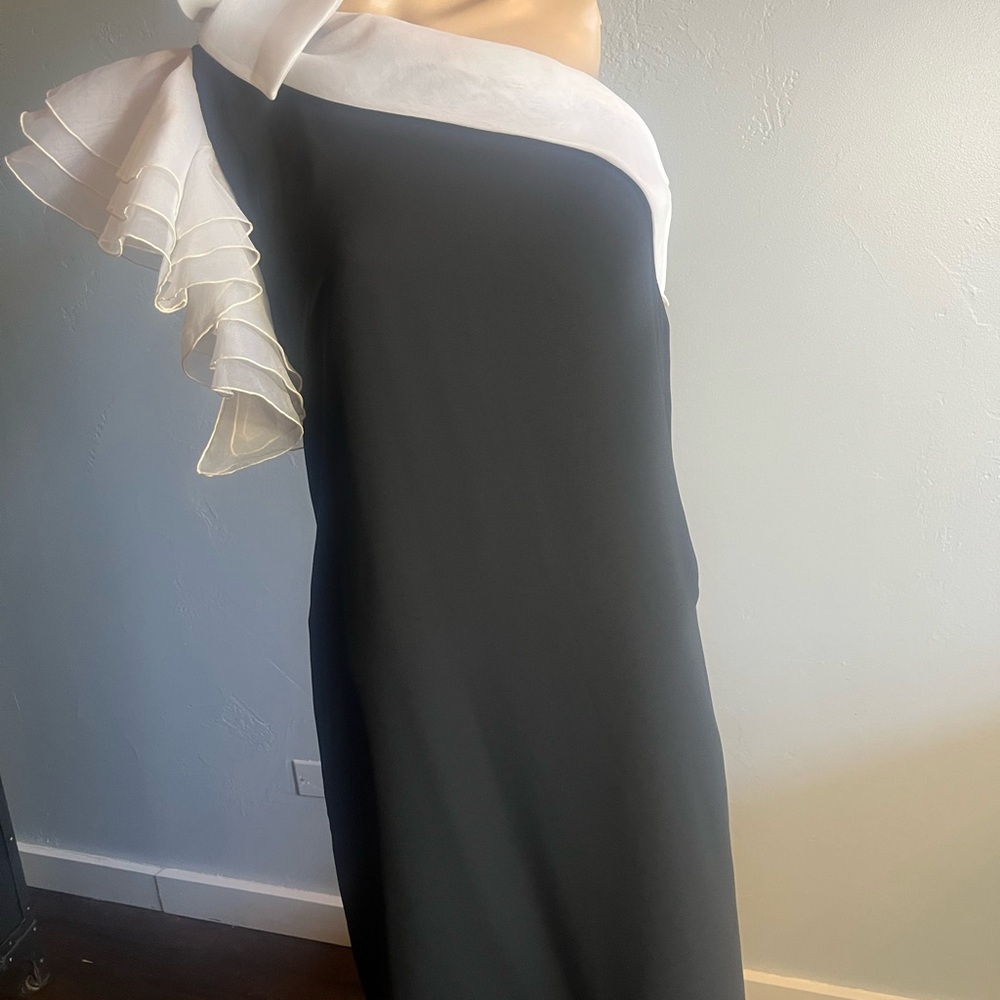 Vintage Norman Berg For Denise Fashions Black One Shoulder Dress Size 8